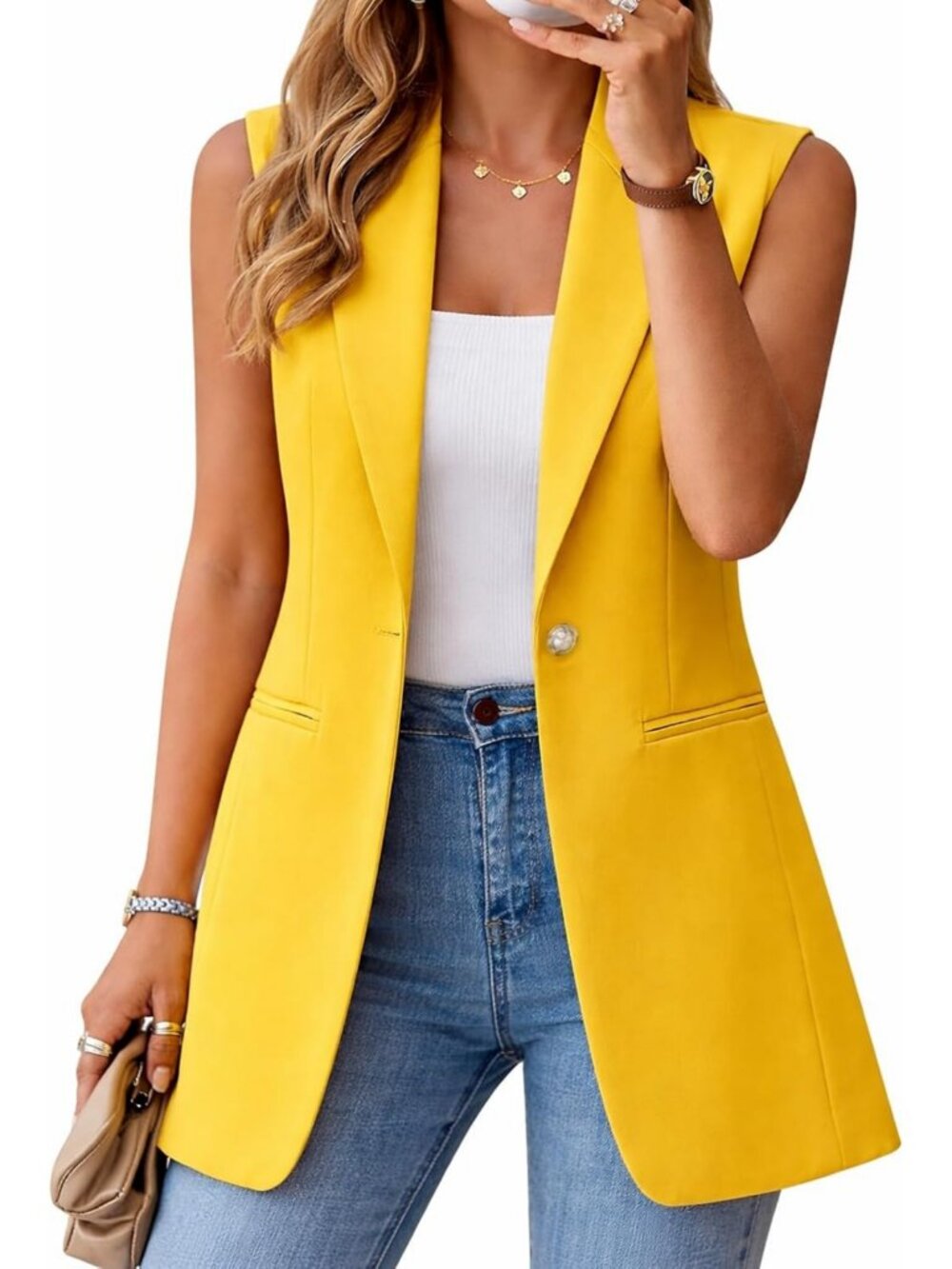 Lightweight Sleeveless Blazer Vest | Open Front Casual Jacket for Women